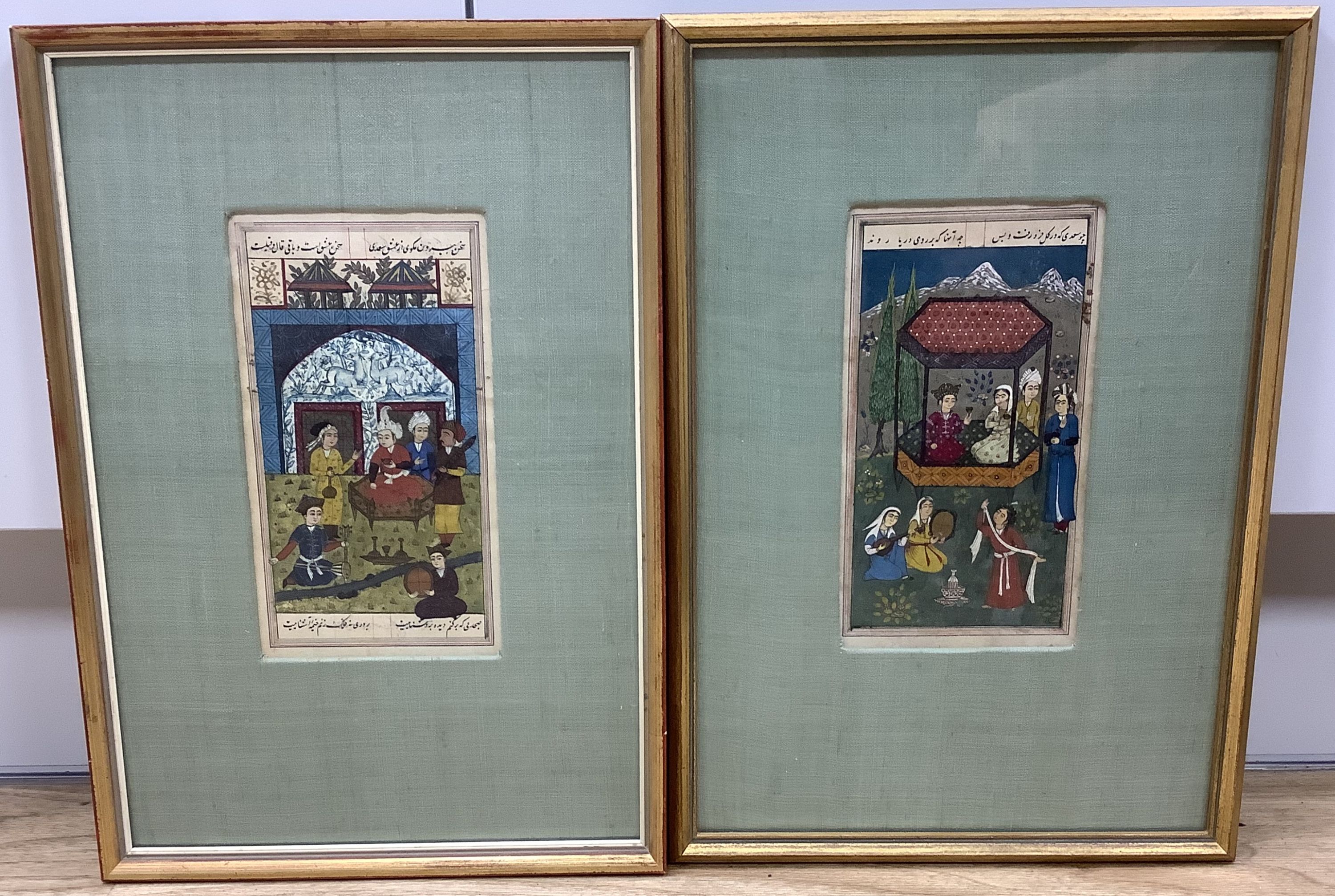 A pair of Indian Mughal ink and watercolour miniatures